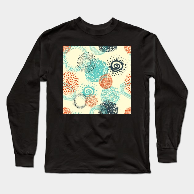 Circles abstract seamless pattern Long Sleeve T-Shirt by Olga Berlet